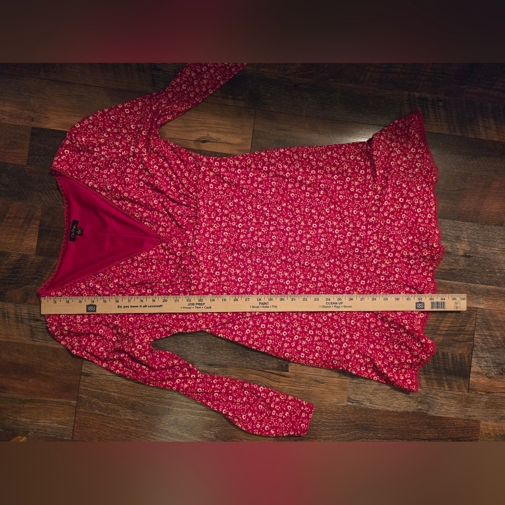 City Studio New Floral Red V-Neck Dress - Picture 9 of 9
